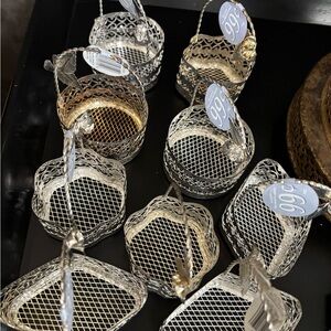 Decorative Silver Metal Mini Baskets - Elegant Home Accent